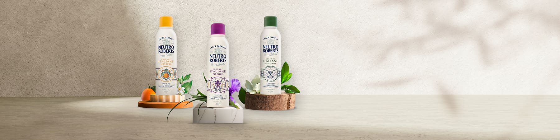 Deodoranti Neutro Roberts con agrumi, fiori e foglie