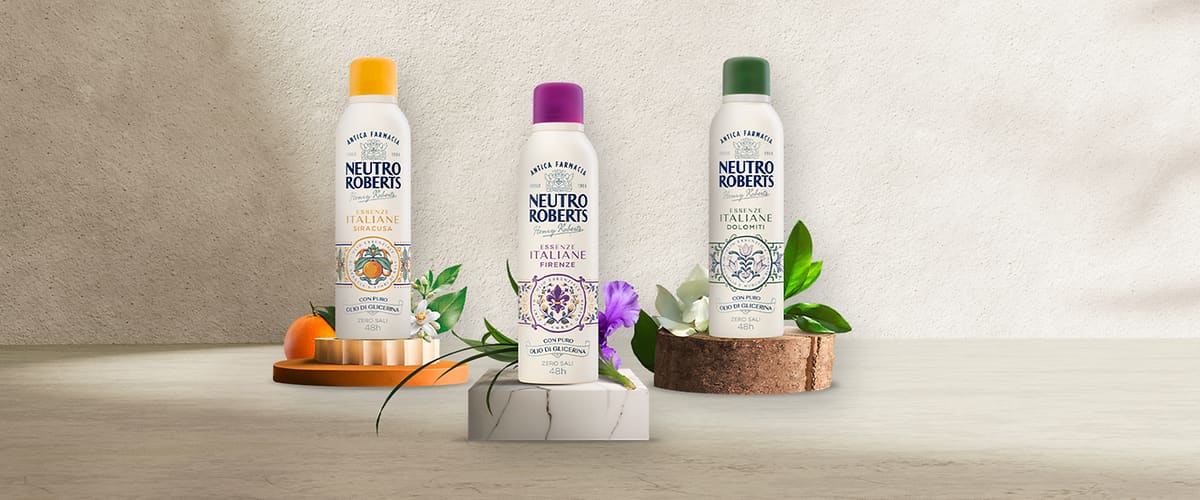Deodoranti Neutro Roberts con agrumi, fiori e foglie