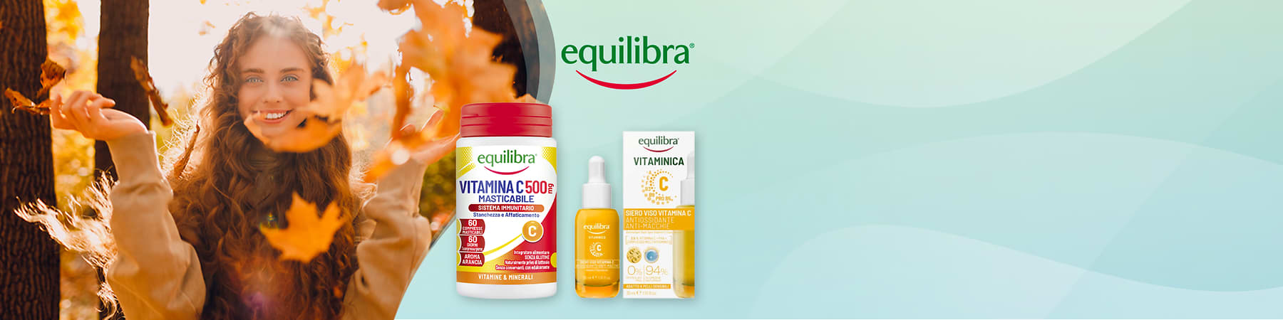 Equilibra integratori e skincare alla vitamina C.
