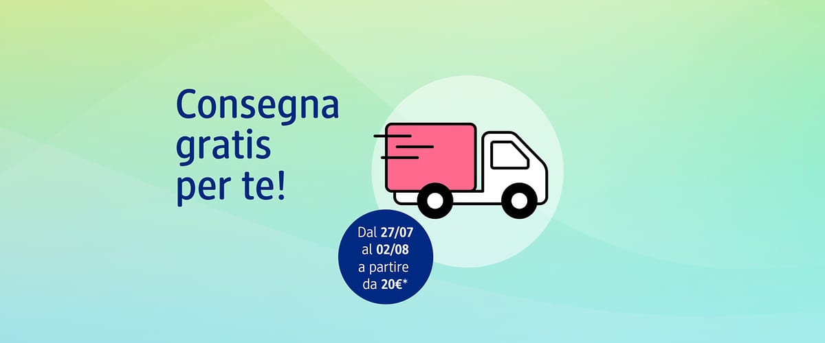Consegna gratis per te con camion rosa su sfondo verde