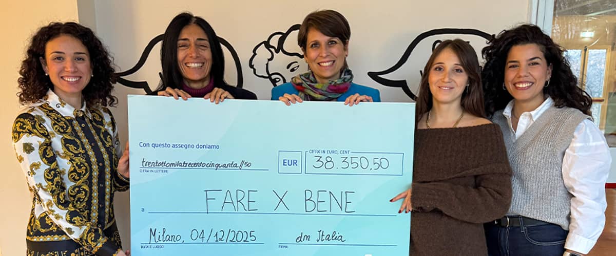 Assegno donazione Giving Friday dm a FARE X BENE
