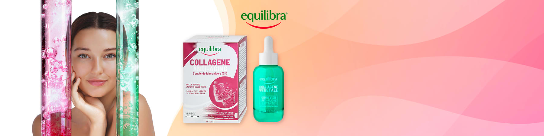 Equilibra Collagene integratori e prodotti skincare.