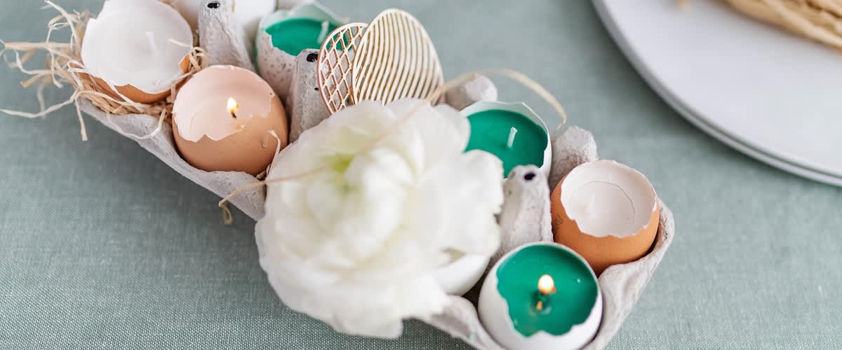 candele in gusci d'uovo