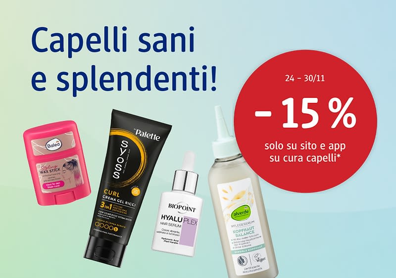 Prodotti per capelli scon sconto del 15%