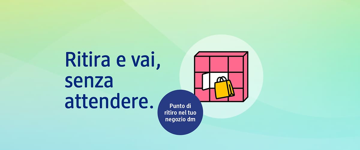 Punto di ritiro nel negozio dm con armadietto e borsa
