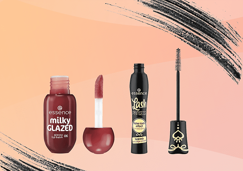 Prodotti Essence: lucidalabbra milky GLAZED e mascara Lash Princess.