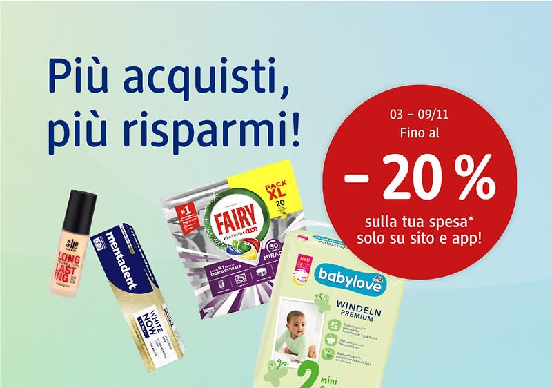 Fino al 20% di sconto sul tuo ordine online