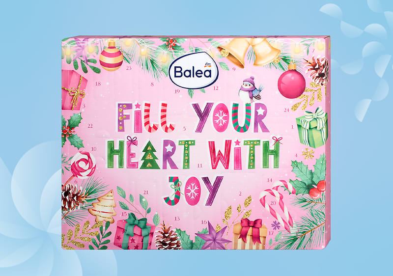 Calendario dell'avvento Balea con decorazioni natalizie colorate
