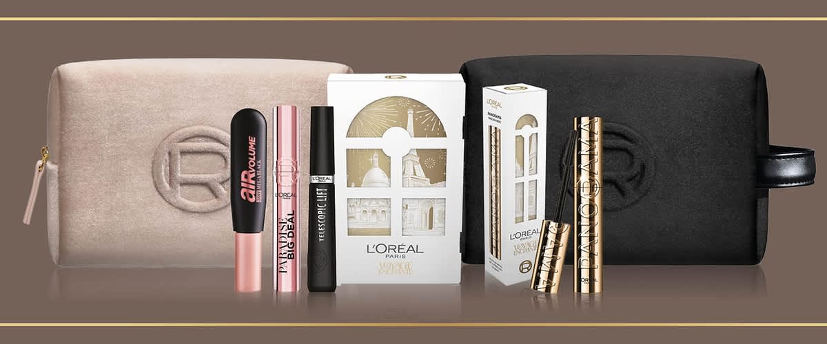 Prodotti L'Oréal in confezioni regalo di Natale 2025 con trucco e cosmetici