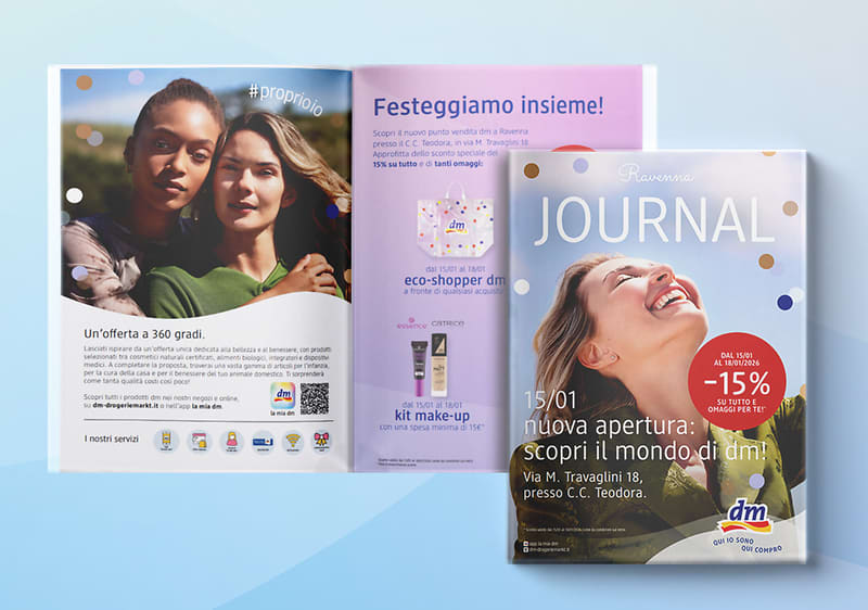 Journal apertura dm Ravenna parco Teodora su sfondo azzurro