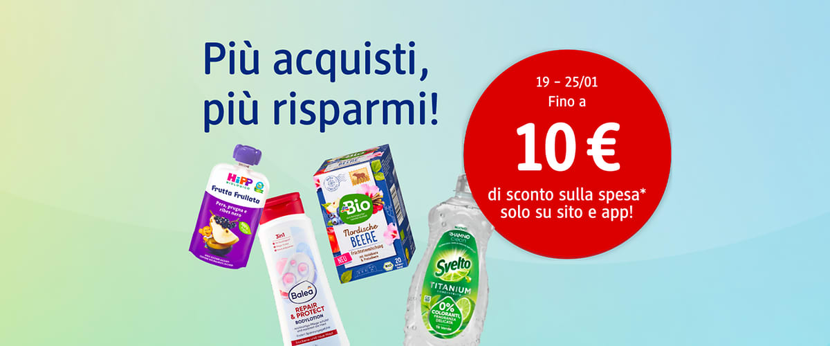 Fino a 10€ di sconto sul tuo ordine online