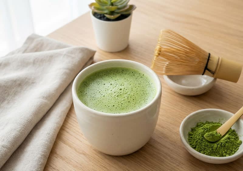 Matcha preparato in maniera tradizionale.