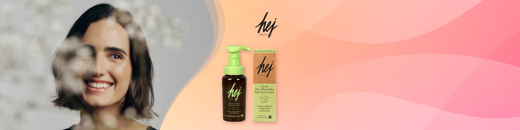 Prodotti hej organic: detergente viso schiumoso e crema viso al fico d'India.