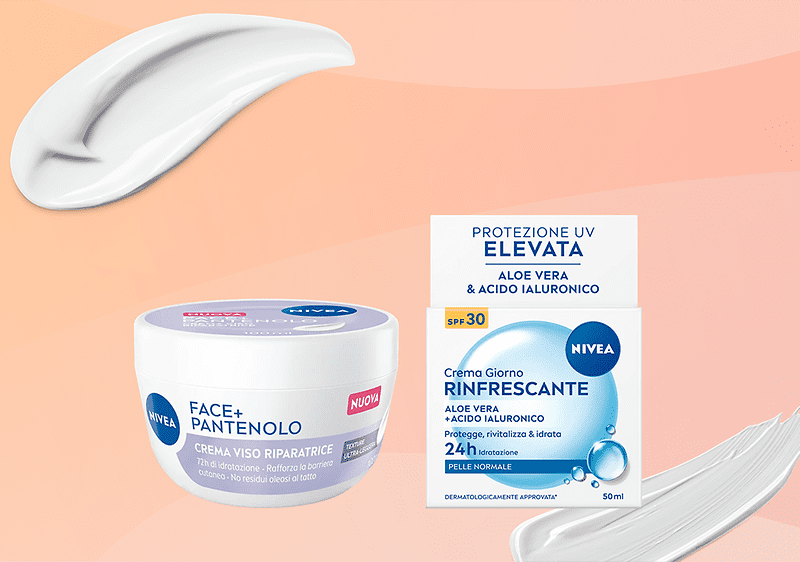 Creme viso NIVEA: crema FACE+ al pantenolo e crema giorno rinfrescante