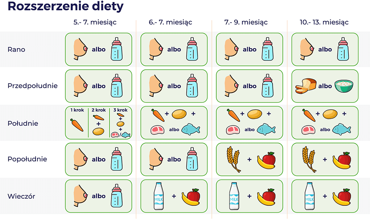 Harmonogram wprowadzania pokarmów uzupełniających
