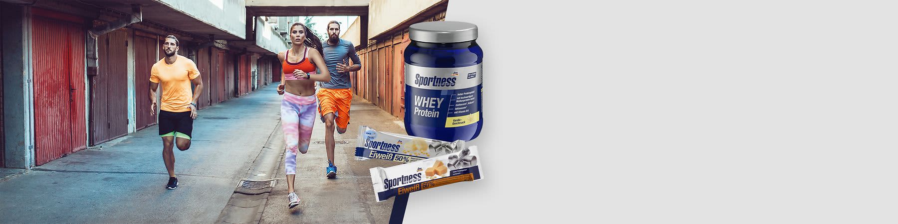 Dwóch sportowców i produkty Sportness