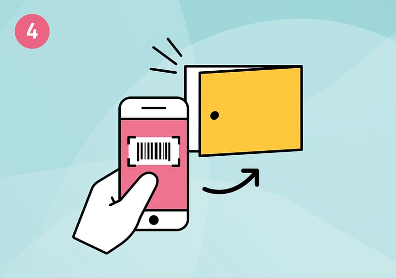 Aby otworzyć skrytkę odbioru, wystarczy zeskanować swój kod odbioru na czytniku obok ekranu.