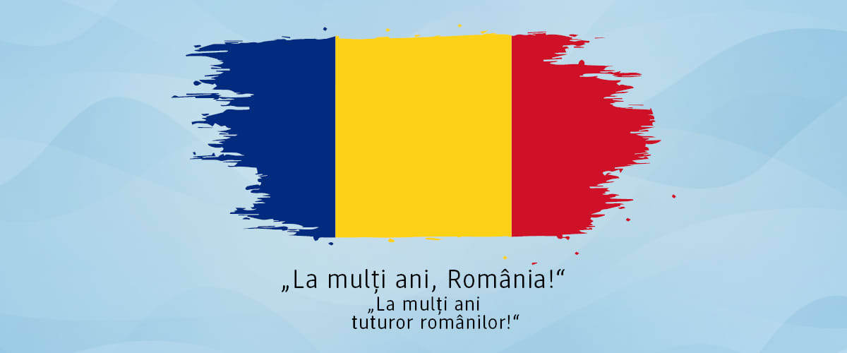 Steagul României cu urarea La mulți ani, România
