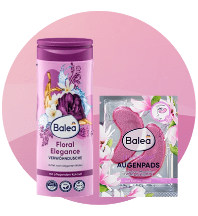 Produse Balea, gel de duș și plasturi pentru ochi.