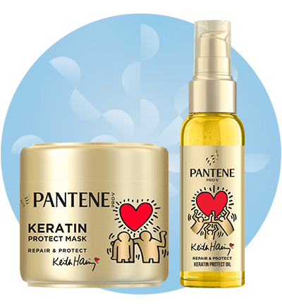 Produse Pantene cu Keith Haring design și mască de protecție keratină