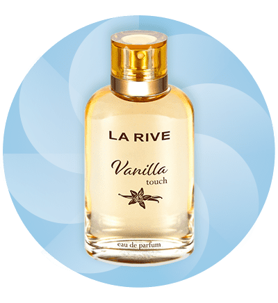 Parfum La Rive Vanilla Touch cu sticlă transparentă și capac auriu