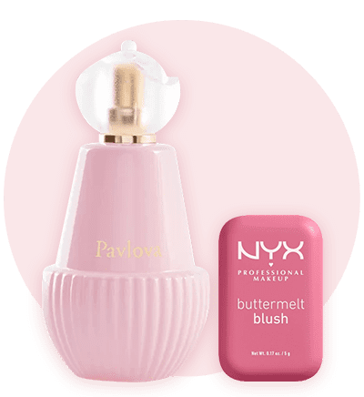 Parfum Pavlova și fard de obraz NYX buttermelt blush