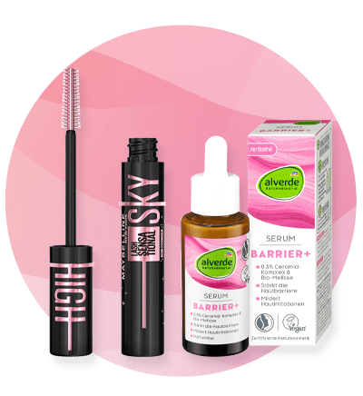 Imagine cu produse cosmetice: rimel și ser alverde Barrier+