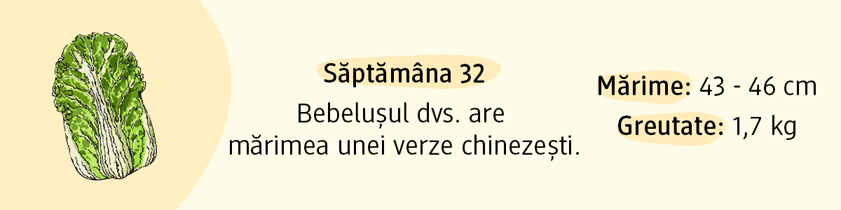 Săptămâna 32 bebelușul are dimensiunea unei verze chinezești