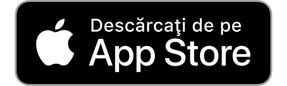Descărcați aplicația din App Store banner negru cu text alb