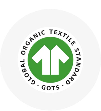 Sigla Global Organic Textile Standard GOTS pe fundal alb