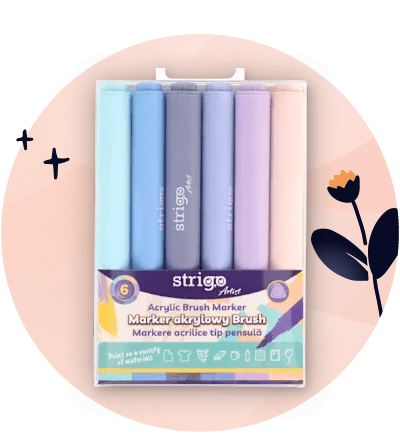 Set de 6 markere acrilice în nuanțe pastelate