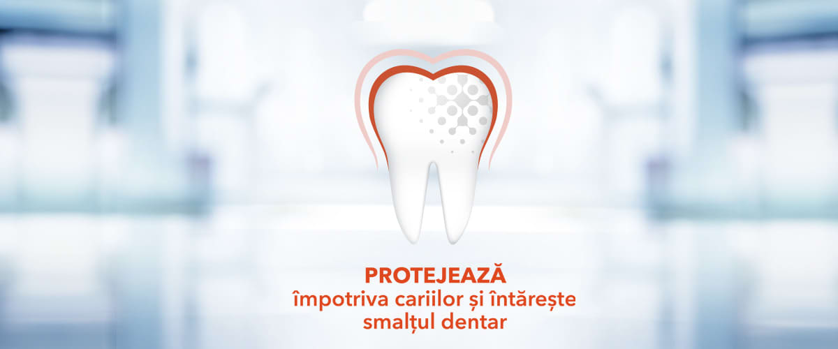 Un dinte stilizat cu text despre protecția smalțului dentar