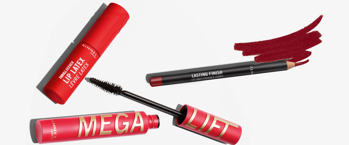 Produse cosmetice Rimmel: rimel Mega Lift și creion de buze Lasting Finish