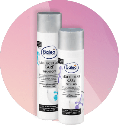 Produse Balea Molecular Care pe fundal roz