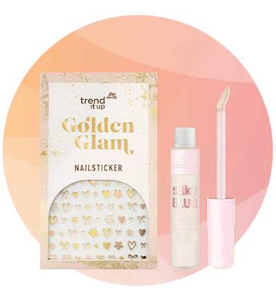 Autocolante unghii Golden Glam și luciu de buze roz deschis