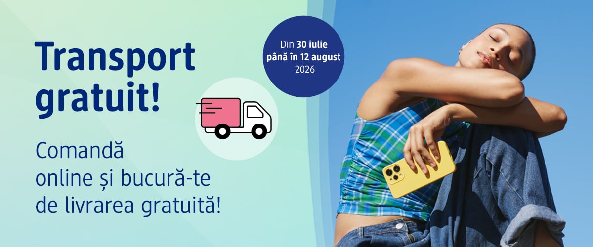 Transport gratuit pentru comenzi online cu livrare gratuită și persoană relaxată ținând un telefon mobil
