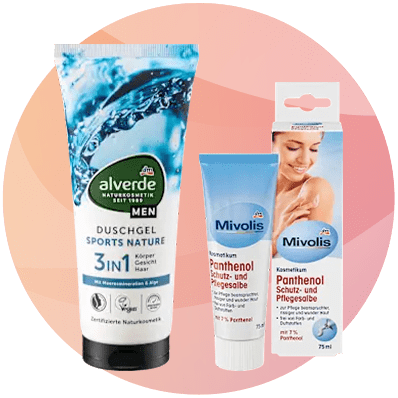 Gel de duș pentru bărbați și cremă Mivolis Panthenol pentru îngrijirea pielii