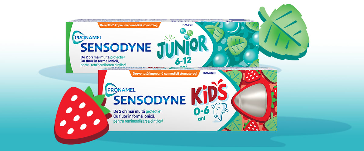Pastă de dinți Sensodyne Junior și Kids pentru copii cu aromă de căpșuni