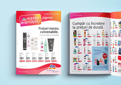 Reclamă dm cu produse de igienă și prețuri promoționale