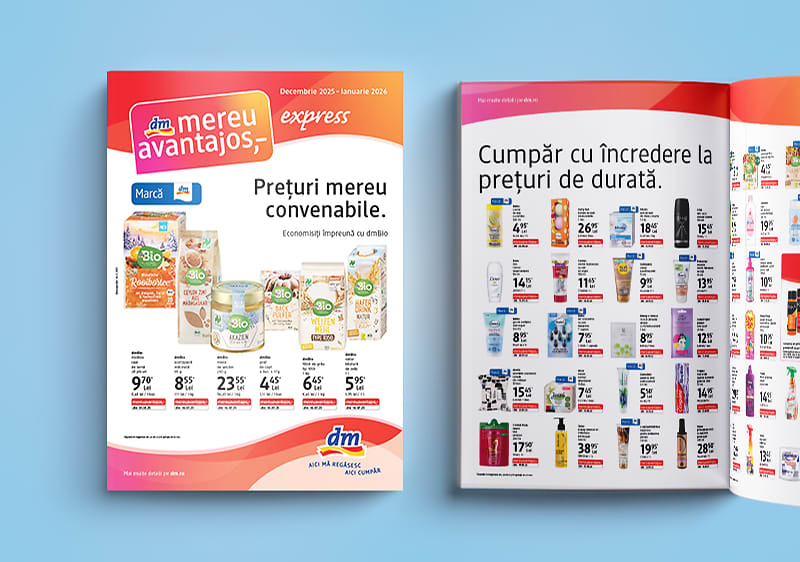 Catalog promoțional DM cu produse și prețuri reduse.