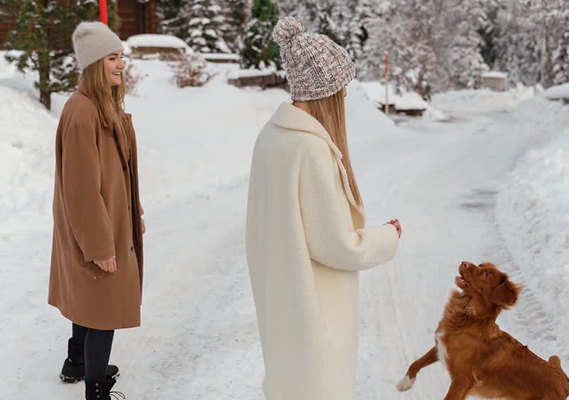Frauen mit langen Haaren im Schnee