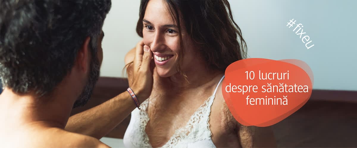 Femeie cu păr pe corp și text despre sănătatea feminină