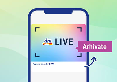 Emisiunile dmLIVE arhivate pe ecranul unui telefon mobil
