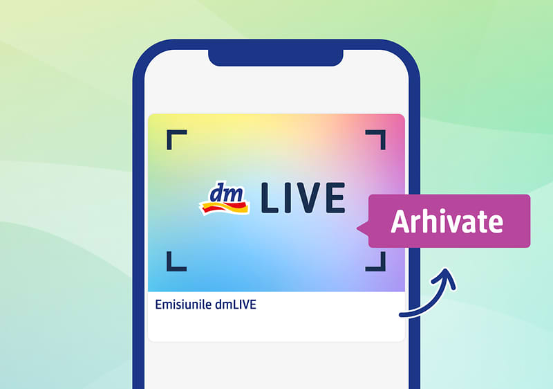 Emisiunile dmLIVE arhivate pe ecranul unui telefon mobil