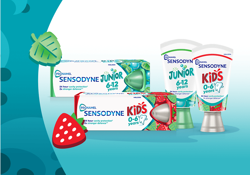 Produse de îngrijire dentară Sensodyne pentru copii 6-12 ani și 0-6 ani