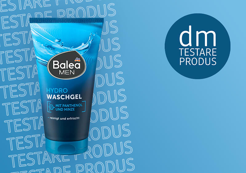 Gel de spălare Balea Men cu panthenol și mentă pentru testare produs