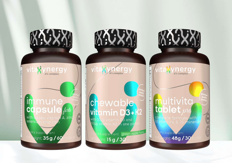 Suplimente alimentare Vitaxynergy: capsule imunitate, vitamina D3+K2, tabletă multivitamine