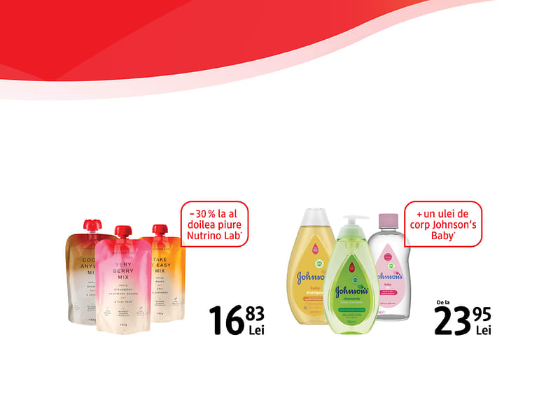 Design grafic cu elemente roșii și text negru pe fundal alb