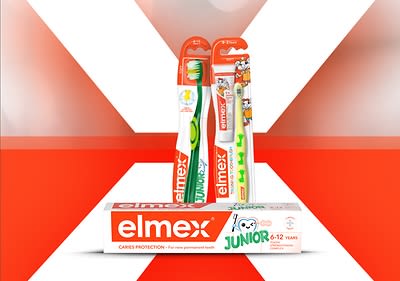 Periuțe de dinți Elmex pentru copii și pastă de dinți Junior
