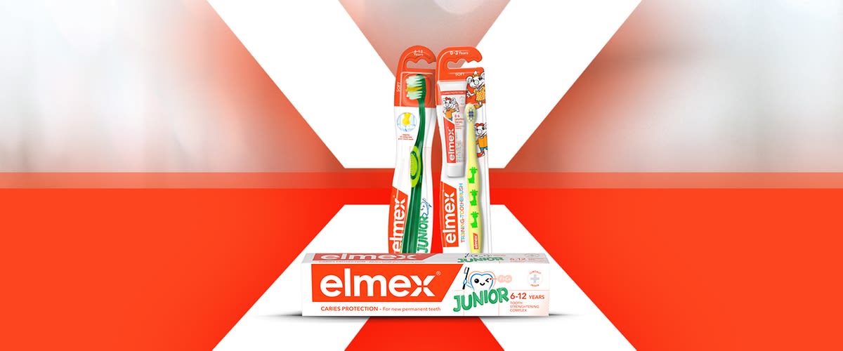Periuțe de dinți Elmex pentru copii și pastă de dinți Junior